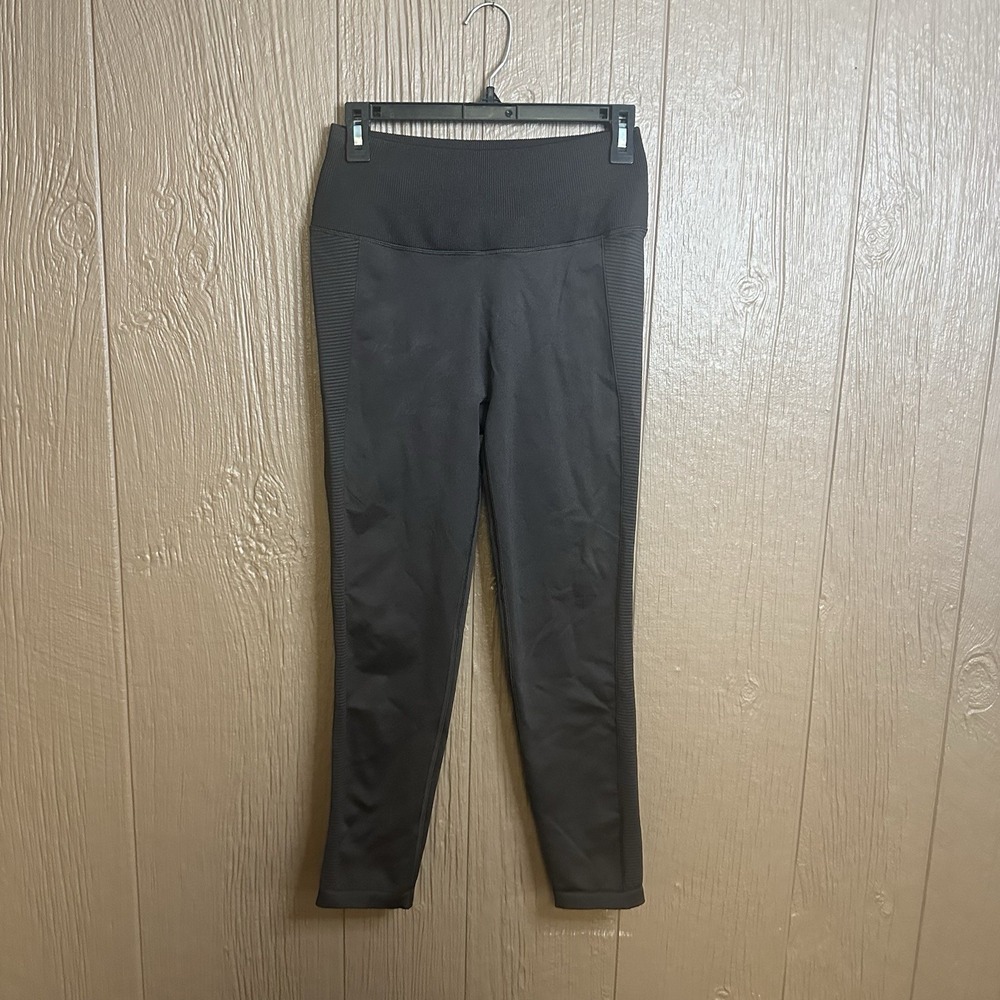 Offline By Aerie Brown Compression Leggings Sz L Ribbed Athletic Gym Loungewear